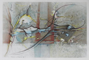 Paul Duval artiste Sherbrooke Estrie. titre Mémoire en floraison , dessin à base de poudre de photocopieur.